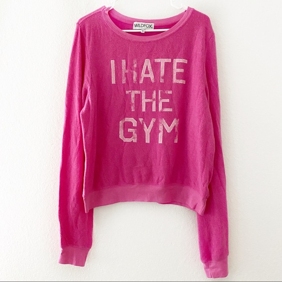 Wildfox Tops - Wildfox | I Hate The Gym Graphic Sweatshirt Pink